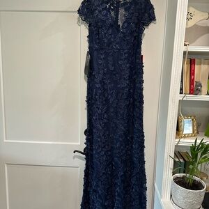 Carmen Marc Valvo Navy Blue Lace Dress